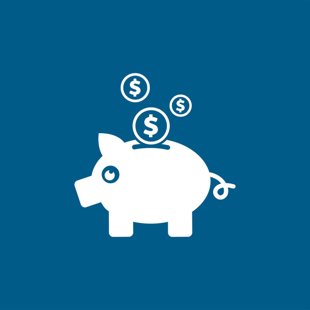 Piggy Bank Icon On Blue Background. Blue Flat Style Vector Illustration. - Vector, Image
