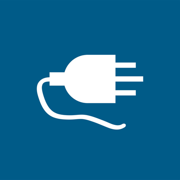 Plug Icon On Blue Background. Blue Flat Style Vector Illustration. - Vector, Image