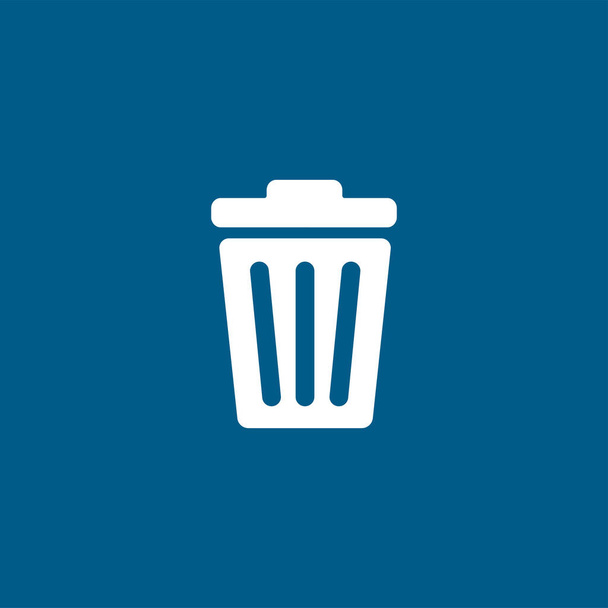 Recycle Bin Icon On Blue Background. Blue Flat Style Vector Illustration. - Vector, Image