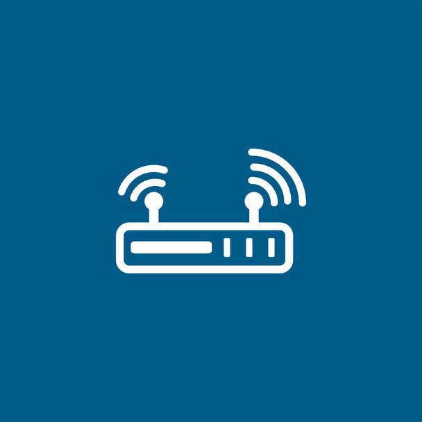 Router Line Icon On Blue Background. Blue Flat Style Vector Illustration. - Vector, Image