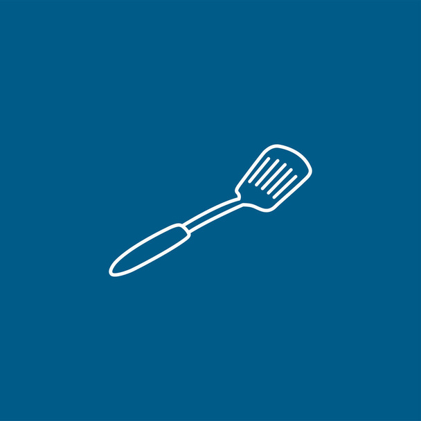 Spatula Line Icon On Blue Background. Blue Flat Style Vector Illustration. - Vector, Imagen