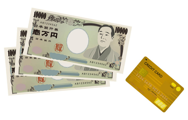 Imagem ilustração de caixa, dinheiro e cartão de crédito (ouro
) - Vetor, Imagem