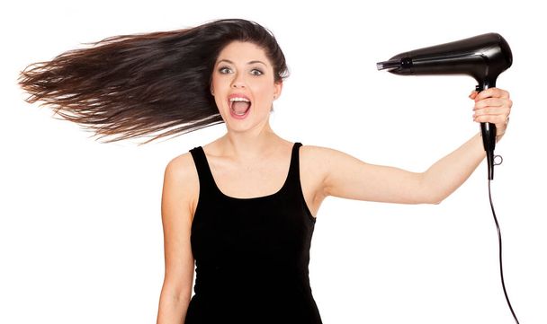 Hezká dívka s dlouhými foukání úžiny vlasy - Fotografie, Obrázek