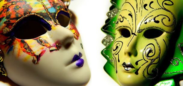 Beautiful masquerade masks isolated in collage - Photo, Image