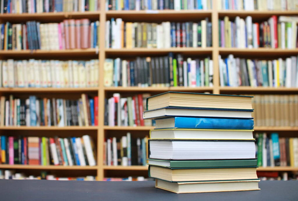 Stack of books in library - Photo, Image