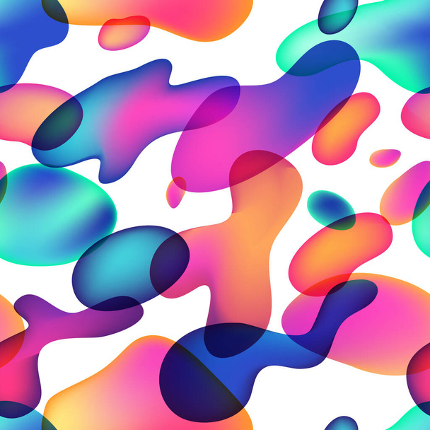 抽象液体ベクトルシームレスパターン.カラフルな流体が重なり合う形、流行の背景. - ベクター画像