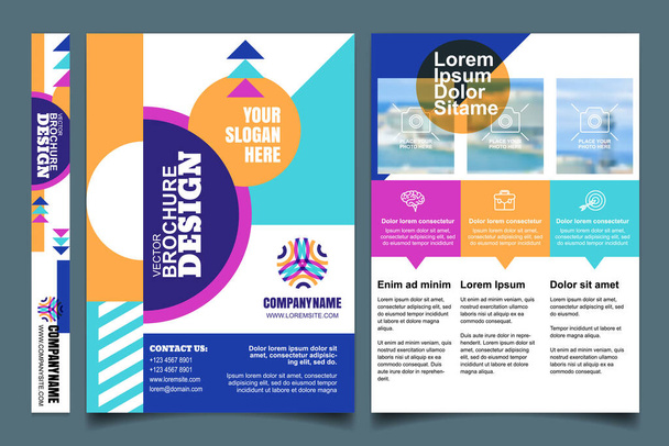 Brochure and cover, A4 vector layout. Universal business leaflet and design elements. Flyer, poster template with minimal geometric pattern. Background with copy space for text and photo. - Vector, Image