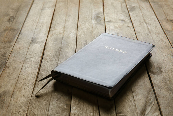 Holy Bible on wooden background - Photo, Image