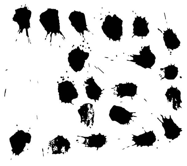 Set van zwarte verf, inkt, grunge, vuile penseelstreken - Vector, afbeelding