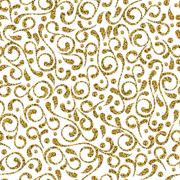 ベクトルシームレスな装飾繁栄ゴールドパターン。黄金色と白の抽象的な葉の背景。ファッションテキスタイルのためのエレガントな装飾デザイン｜print. - ベクター画像