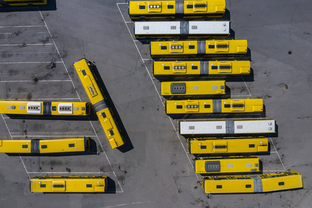 Aerial top down photo of bus terminus  - Photo, Image