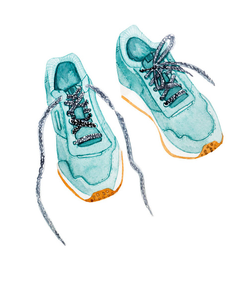 Sports shoes watercolor style illustration isolated on white background - Photo, Image