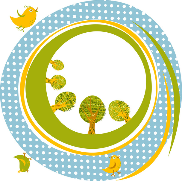 Векторный фон с птицами и деревьями
 - Вектор,изображение