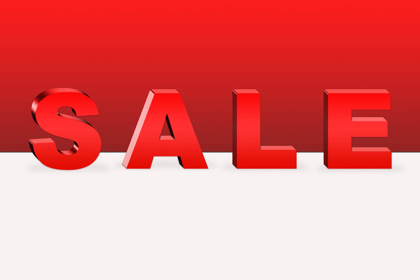 Inscription "sale" on a white and red background.3d image.Copy space for text. - Photo, Image