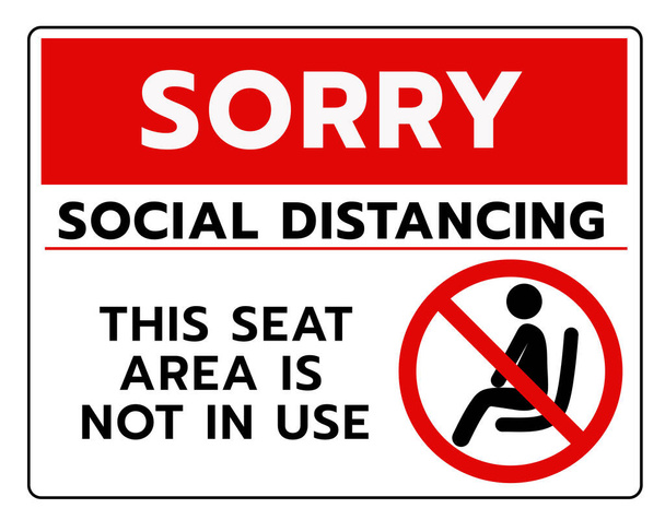 Do not sit Sign.Do not seat area warning signs. Forbid or forbidden seating down icons. Keep Social distancing for covid-19 or Coronavirus outbreak - Vector, Image