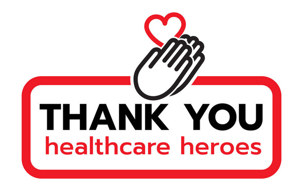 Gracias a todos los héroes de la salud: médicos, enfermeras, trabajadores que luchan contra el mensaje de gratitud por el coronavirus, diseño de Lettering Illustration
 - Vector, Imagen