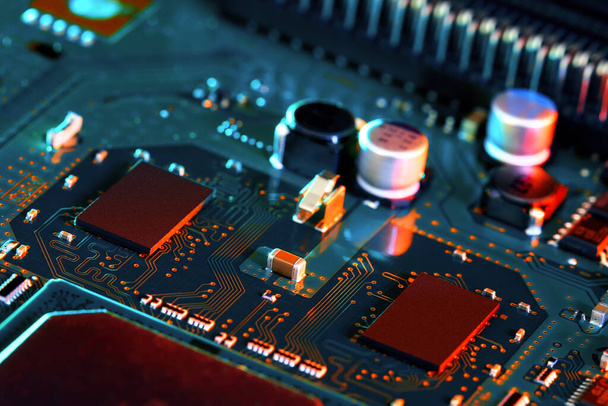 Electronic circuit board part of electronic machine component concept technology of computer circuit hardware - 写真・画像