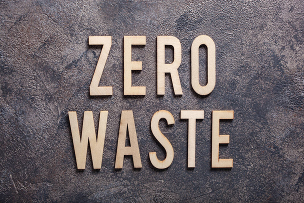 zero waste word text wooden letters on concrete background - Photo, Image