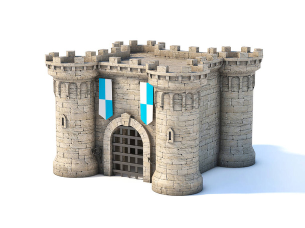 Middle ages fortress, medieval towers 3d rendering - Fotó, kép