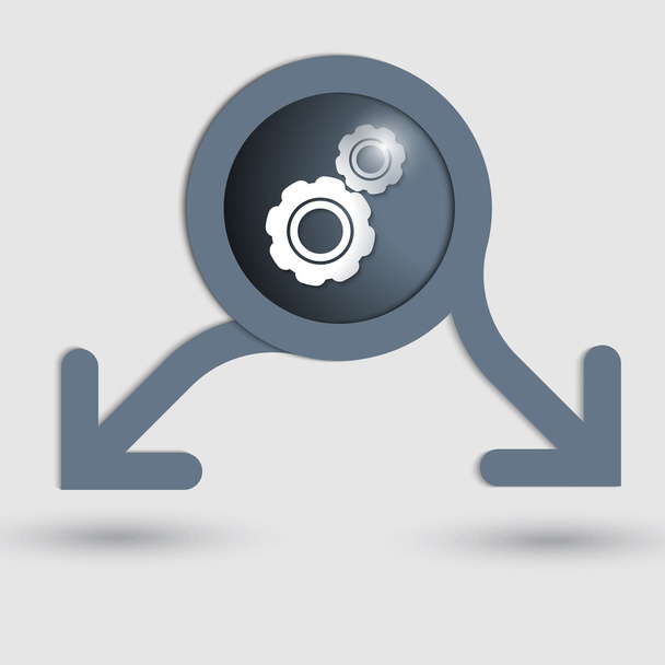 circular icon with two arrows and cogwheels - Vector, Imagen