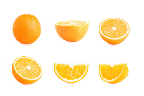 Colección naranja. rodajas de naranja aisladas sobre fondo blanco. Fruta
 - Foto, imagen