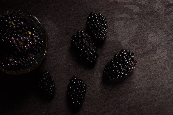 fresh blackberries in a glass bowl - Photo, image
