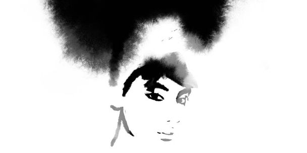Una mujer africana pintando. Chica negra con turbante
  - Foto, imagen