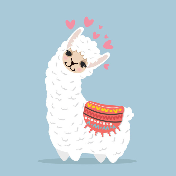 Cute lama alpaca cartoon vector - ベクター画像