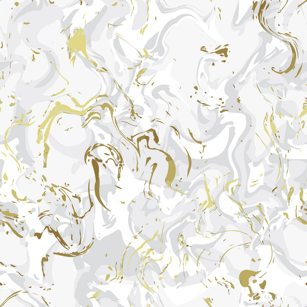 Realistic marble gold and white texture seamless background. Abstract golden glitter marbling seamless pattern for fabric, tile, interior design or gift wrapping . Vector illustration. - Вектор, зображення