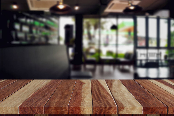 デザインのためのコーヒーショップの木のテーブルトップ - 写真・画像
