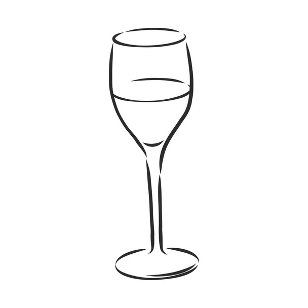 wine glass isolated. Hand drawn sketch of Claret for restaurant, bar, cafe menu design. - Vector, Image