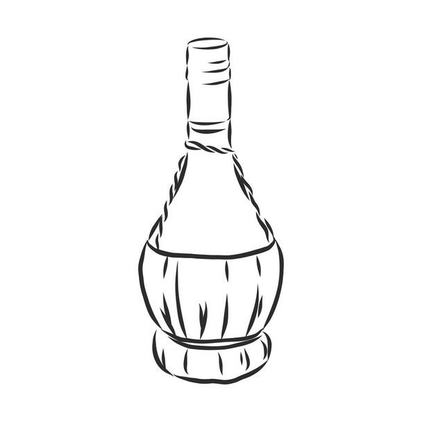 Garrafa de vinho de esboço, garrafa de vinho, ilustração de esboço vetorial
 - Vetor, Imagem