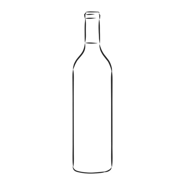 Skica láhev vína, láhev vína, vektorový náčrt ilustrace - Vektor, obrázek