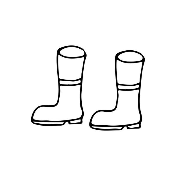 Doodle осіннє взуття векторний значок. Рука намальована осінніми черевиками векторна піктограма. Дудл садові черевики значок у векторі. Рука намальовані осінні черевики Векторна піктограма
 - Вектор, зображення