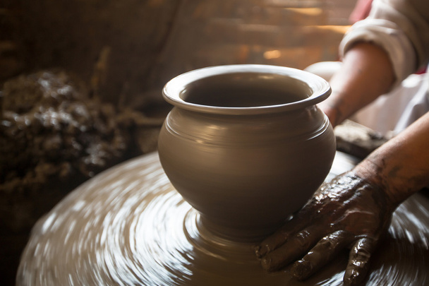 Clay on potter's wheel - Photo, Image