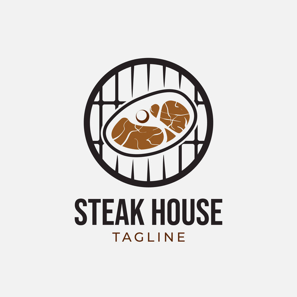 Retro biftek logosu tasarım şablonu - Vektör, Görsel