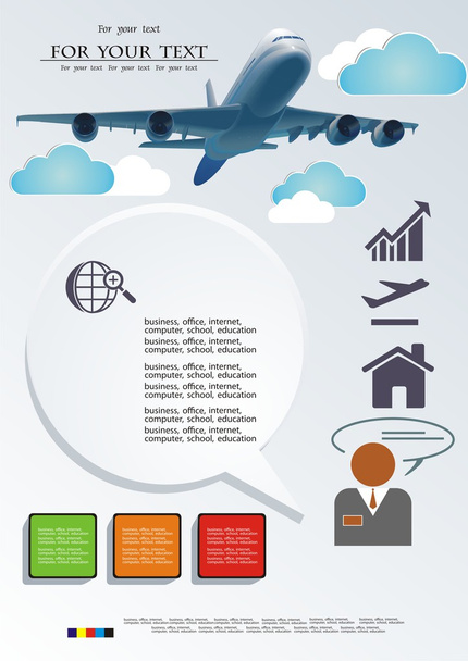 vector tickets plane brochure operates cloud travel background - ベクター画像