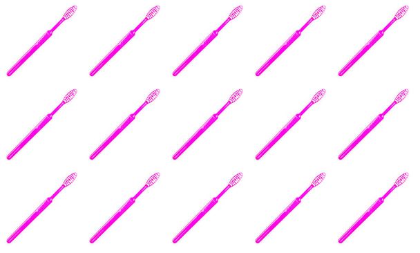 Pattern with pink toothbrush on white background, dental health concept - Foto, imagen