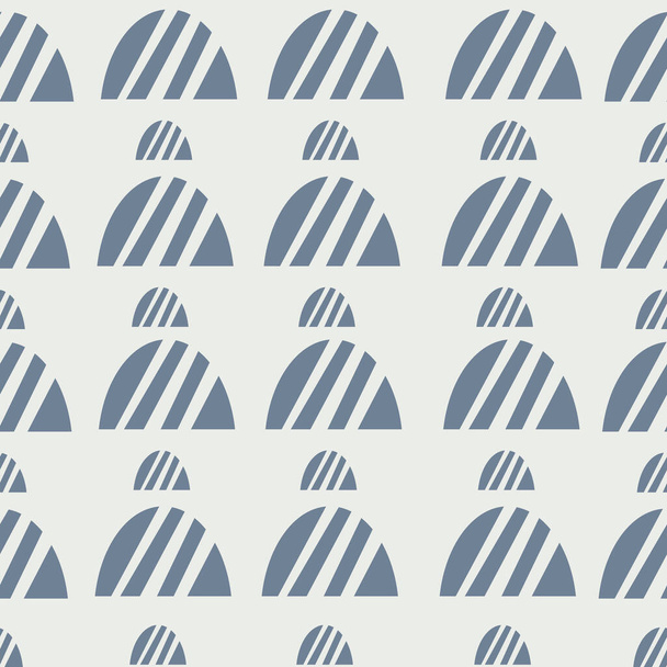Naadloos blauw en grijs abstract geometrische textureerde halve cirkel patroon met lijnen. - Vector, afbeelding