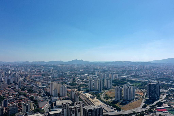 Отже, Пауло, Бразилія 05 / 31 / 2020 - Повітряний ландшафт стадіону "Альянц Парке" в сонячний день. Стадіон "Альянс Парк". Чудовий краєвид. - Фото, зображення