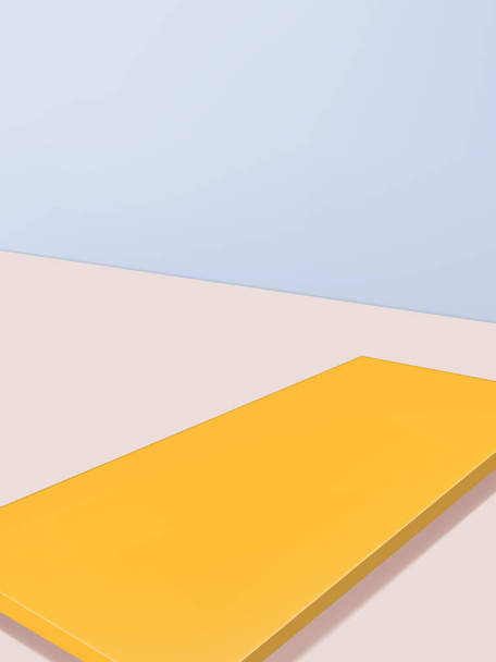 Vector Studio Shot Vibrierender pastellfarbener geometrischer Hintergrund mit gelber Plattform für Produktpräsentation. - Vektor, Bild