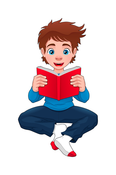 Boy is reading a book. - Vector, Image