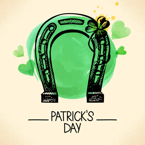St. Patrick's Day background with hand drawn sketch - Vector, Image