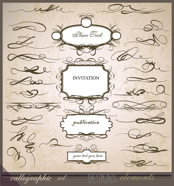 Elementos de diseño caligráfico que forman parte de la colección
 - Vector, Imagen