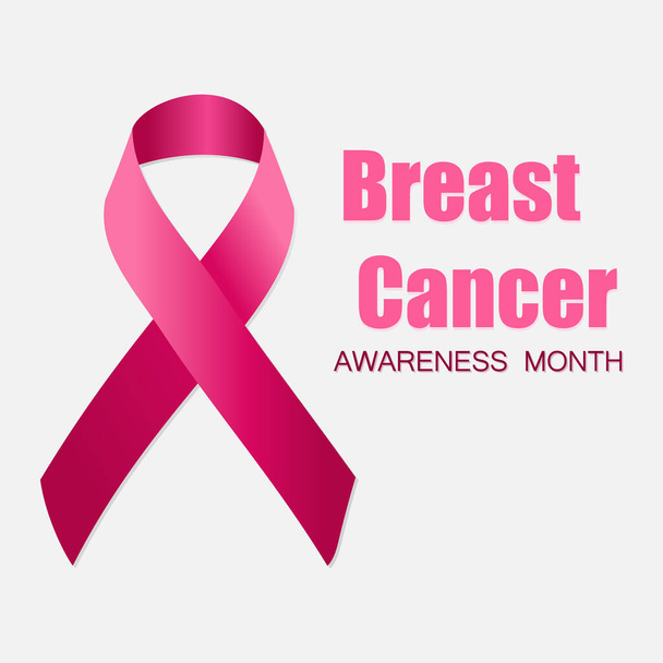 Fita rosa realista, símbolo de consciência de câncer de mama, ilustração vetorial - Vetor, Imagem