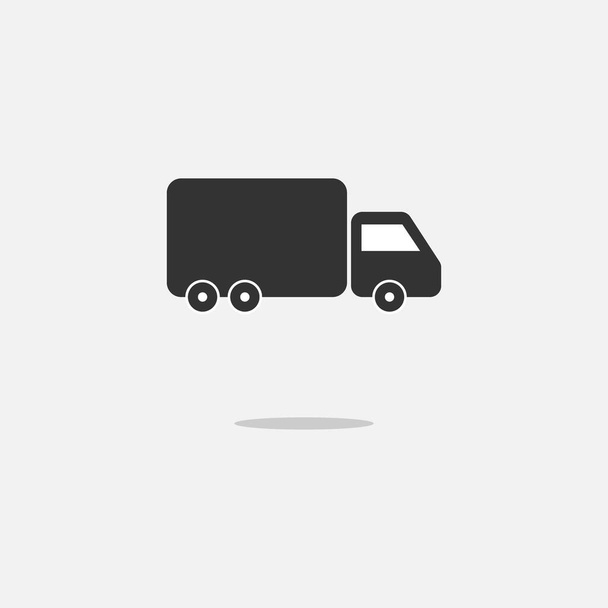 Ikona dostawy ciężarówki izolowane na okrągłym tle. Wektor prosty ilustracja. - Wektor, obraz