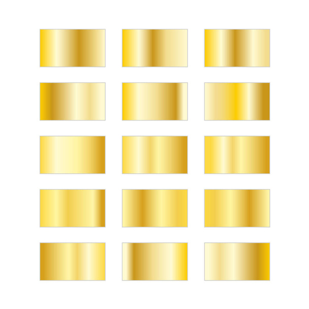 Golden squares collection.Vector set of gold gradients. - Wektor, obraz