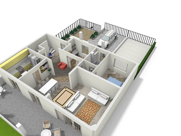 Plano de planta de ilustración 3D. Planificador de pisos
. - Foto, Imagen