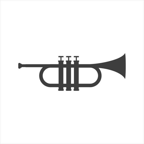 Icono de trompeta musical sobre fondo blanco
 - Vector, imagen