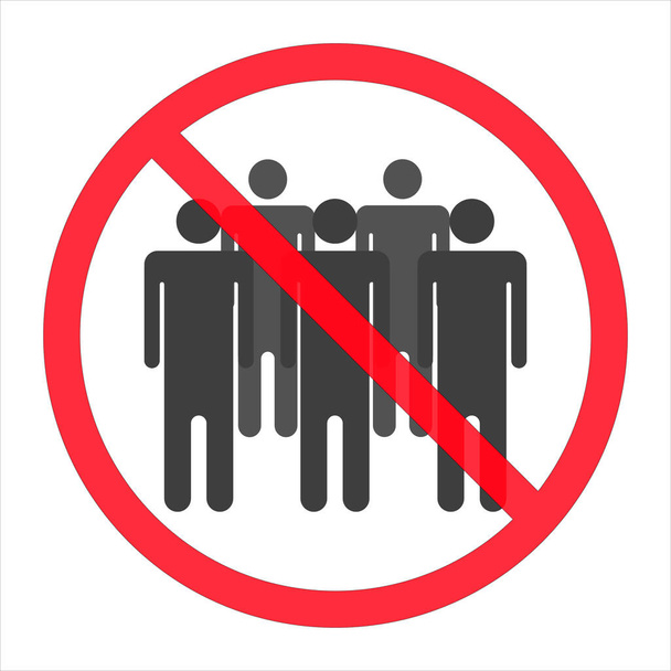 Distanciamiento social - prohibición de reunión - prohibición de símbolos de asamblea para dos, tres, cuatro, cinco o más personas. Ilustración vectorial aislada sobre fondo blanco
 - Vector, Imagen